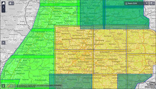 Befliegungsübersicht aus dem DGM DOP - Viewer